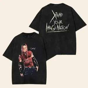 Vintage Jeff Hardy Washed T-Shirt oversized unisex Wrestling WWE Fans Menswear Cotton Crewneck Premium American Made Acid Wash 100% Cotton Oversize Tee shirt wwe fan Fabric Top