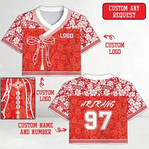 Custom Hanbok Style Floral Jersey, Personalized Korean Norigae Tassel Crop Jersey, Kpop Concert Outfit, Custom Name Number Team Jersey
