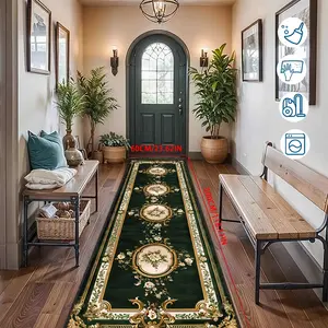 Luxury Crystal Velvet Hallway Rug, Decorative Area Rug, Floral Print, High-Quality Non-Shedding Carpet, Long Hotel Lobby Mat, Perfect Holiday Gift Decor