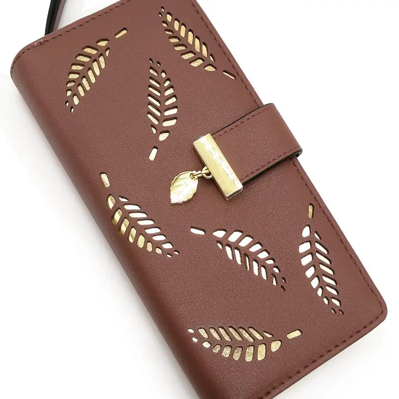 Women's Wallet Women Credit Card Holder Hollow Leaf Pattern Bifold Leather Lady Long Wallet Purse Zip Zipper Wallet Design Birthday Xmas Gifts for Women Girls Elegant Clutch Wallet Handbag for Women Durable Fashion Wallet Wallet With Zipper Bifold Wallets