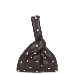 Nanushka Jen Mini Clutch in Coffee Grounds & Silver