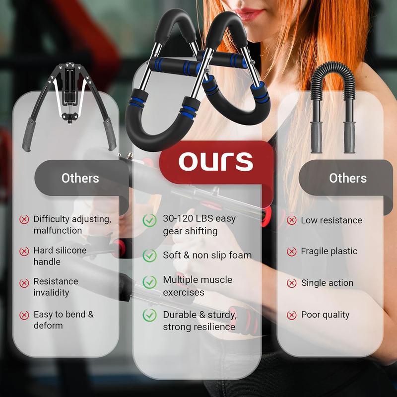 Arm Trainer, 60-110lb Adjustable Chest Workout Equipment, Arm Trainer, Arm Strength Trainer, Portable Power Twister Bar,Portable Spring Resistance for Home Workout Equipment fitness