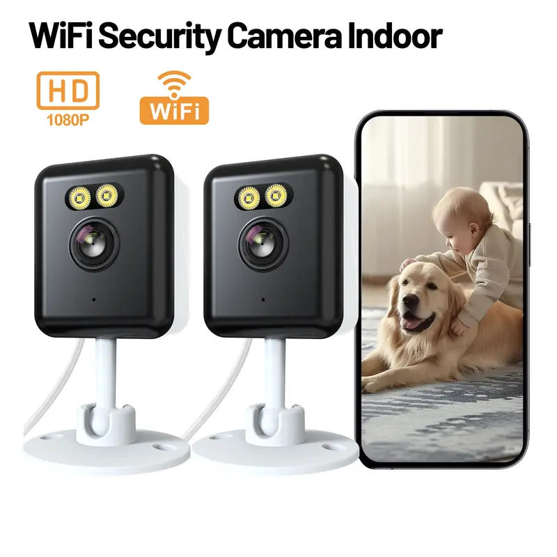 2-Pack 1080P Indoor Security Camera | Baby/Pet Monitor with Auto Tracking, Color Night Vision, 2-Way Audio & US Local Cloud