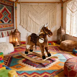 Rocking Horse,Kids Plush Rocking Horse,Baby Rocking Toy Birthday Gift for Toddlers,Baby Toddler Rocker Toy,Plush Ride on Rocking Horse Gift for Birthday Children's Day