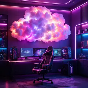 1 Set DIY RGB Fantasy Thundercloud Light Ambient Light for Dreamy Space Music Sync Color Changing USB Powered Suitable for E-sports Game Room Living Room Bedroom Festival Gift