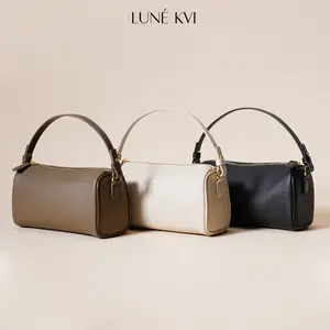 LUNÉ KVI Premium genuine cowhide leather handbag, Minimalist versatile grain leather shoulder clutch casual trendy underarm purse bag, Fashionable versatile crossbody bag