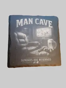 Man Cave Coaster | Football Sunday Decor | Engraved Slate Gift for Him
