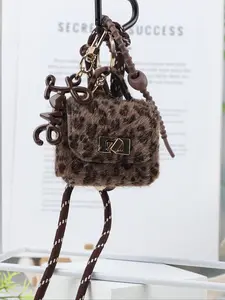 Luxurious Leopard Print Mini Bag Keychain Pendant, Keychain Wristlet Strap, Three Color Options, Love Charm Strap, Sweet and Bold, Perfect Gift for Friends and Family