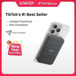 Anker Magnetic Power Bank, Built-In Foldable Stand, USB-C Port on the Side, 5,000mAh Capacity, Perfectly Compatible with iPhone 17/16/15/14/13 Series