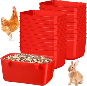 20 count Bird Cage Cups Chicken Feeder Waterer Cups 18 oz Pigeon Feeder Plastic Poultry Wire Cage  Rooster Chicken Water Bowl for Pet Bunny Gamefowl Poultry(Red)