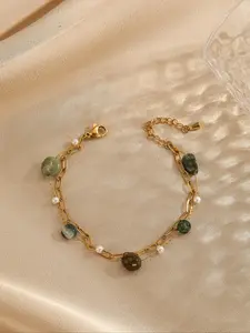 Elegant Stone & Faux Pearl Decorated Bracelet, Adjustable Strap Design Bracelet for Women & Men, Fashionable Bracelet, Fashion Jewlery Accessories for Daily Wear, Trendy All-match & Exquisite Beaded Jewelry for Birthday Gift