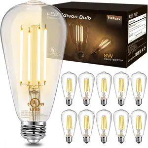 DAYBETTER LED Edison Bulbs ST58 Antique Filament 8W 800LM Dimmable Warm White 2700K E26 Base Clear Glass for Home Decor