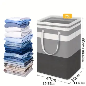 All-In-One Fabric Laundry Basket - Collapsible, Waterproof, Large Capacity 19.81gal, Extended Handles for Durability, Ideal for Dorms & Home Use, Durable Laundry Hamper|Collapsible Basket|Durable Handles, Laundry Room Accessories