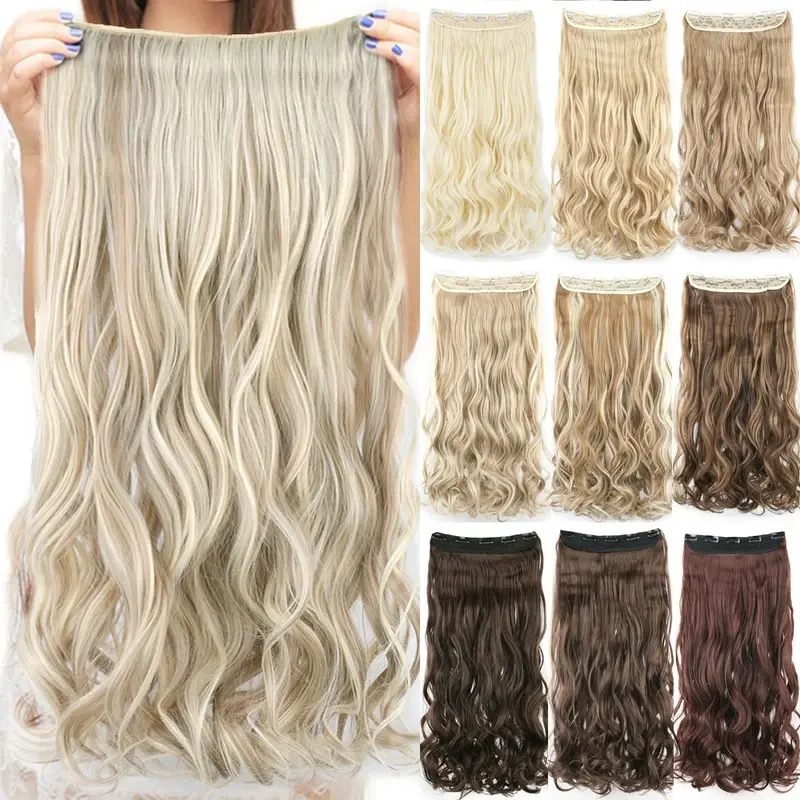 2026 New  24'' 28'' Synthetic Hair Charms Clip In Hair Extensions Dirty Blonde Fake Brown Curly Hair Pieces for Women