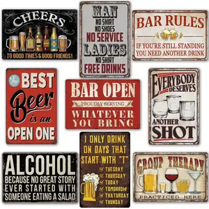 Fun Bar Sign Home Bar Decor, Aluminum Tin Sign Vintage Men's Cave Sign, Bar Accessories Garage Decor, Wall Decor 8x12 Inches, Vintage Plaque Decoration, Wall Metal Plaque