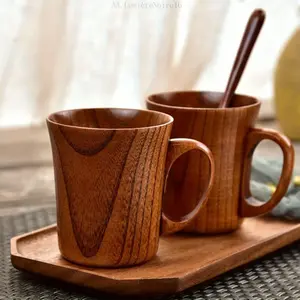 Wooden Coffee Cup, 2 Counts/set Heat Resistant Tea Cup without Spoon & Tray, Drinking Supplies for Home Office UseLumièreNoire16