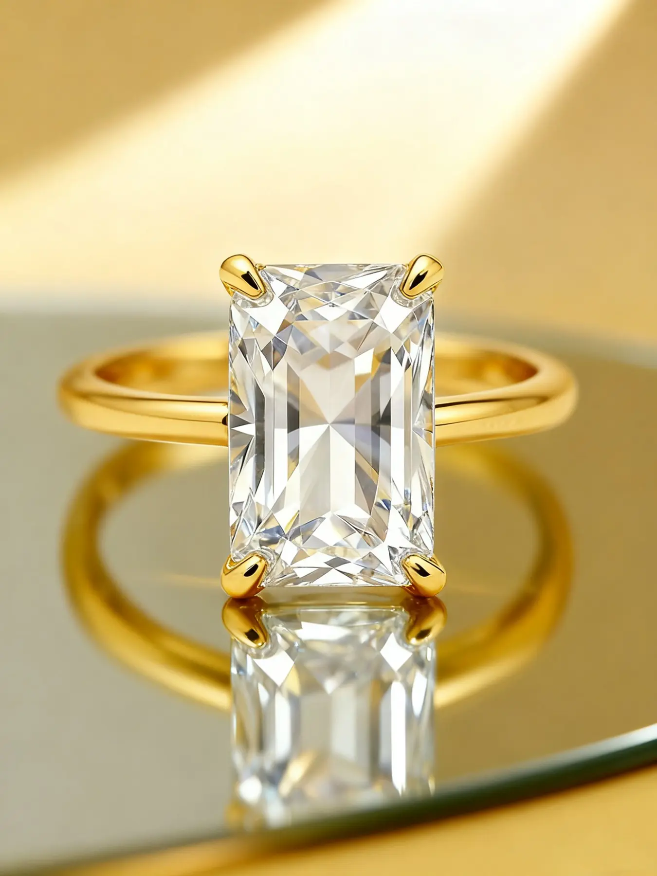 1 PC Rectangular 1-8ct Zircon Ring, Fashion Engagement Rings, Beautiful Rings, for Women Fashion Jewelry for Festival Party Daily Clothing Decor Wedding Engagement Ring Ladies Anniversary Birthday Valentine's Day Gift for Girlfriend