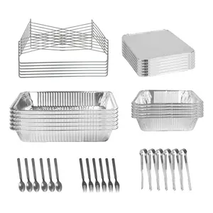 42Pcs Disposable Chafing Dish Buffet Set Chafing Servers with Covers Spoons Forks Tongs Full-Size Pans Food Warmers for Parties Events Catering Supplies With Utensils and Lids