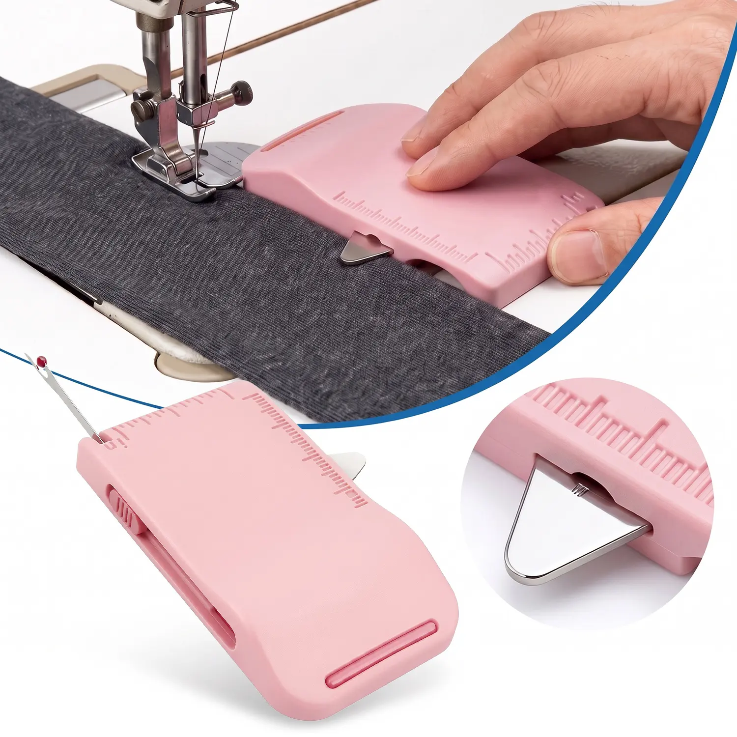 4-in-1 Magnetic Seam Functional Tool for Sewing Machine - Built-In Ruler, Seam Ripper, Straight Stitch & Hemming Aid, Home Sewing Magnetic Guide for Quilting, Quilting Aid