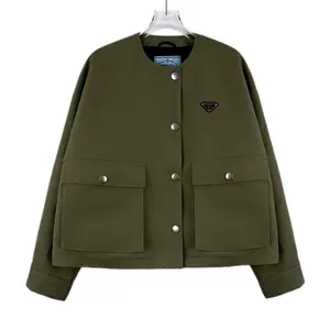 RDLTA- Prada Olive Triangle Logo Cotton Jacket Size 38