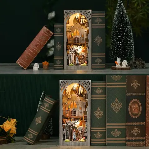 DIY Wood Building Blocks 3D Puzzle Handmade Set - Dorothy's Journey European Fairy Tales Mini Toy House, 11.5cm Width 24.5cm Height, Beginner-Friendly Wood Pieces, Unisex Decoration, AA Battery-Required DIY Woodwork Toy for Friends