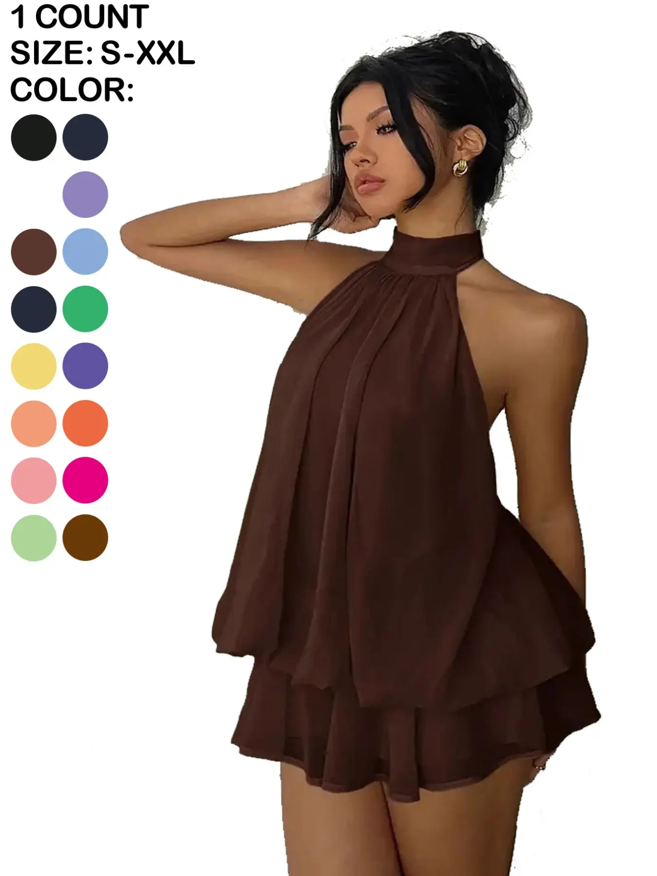 Women's Summer Sexy Halter Neck Sleeveless Backless Detail Bodycon Mini  Dress, Spring, Perfect for Parties & Clubs, Stylish Boho Homewear, Elegant  Party Dress - TikTok Shop