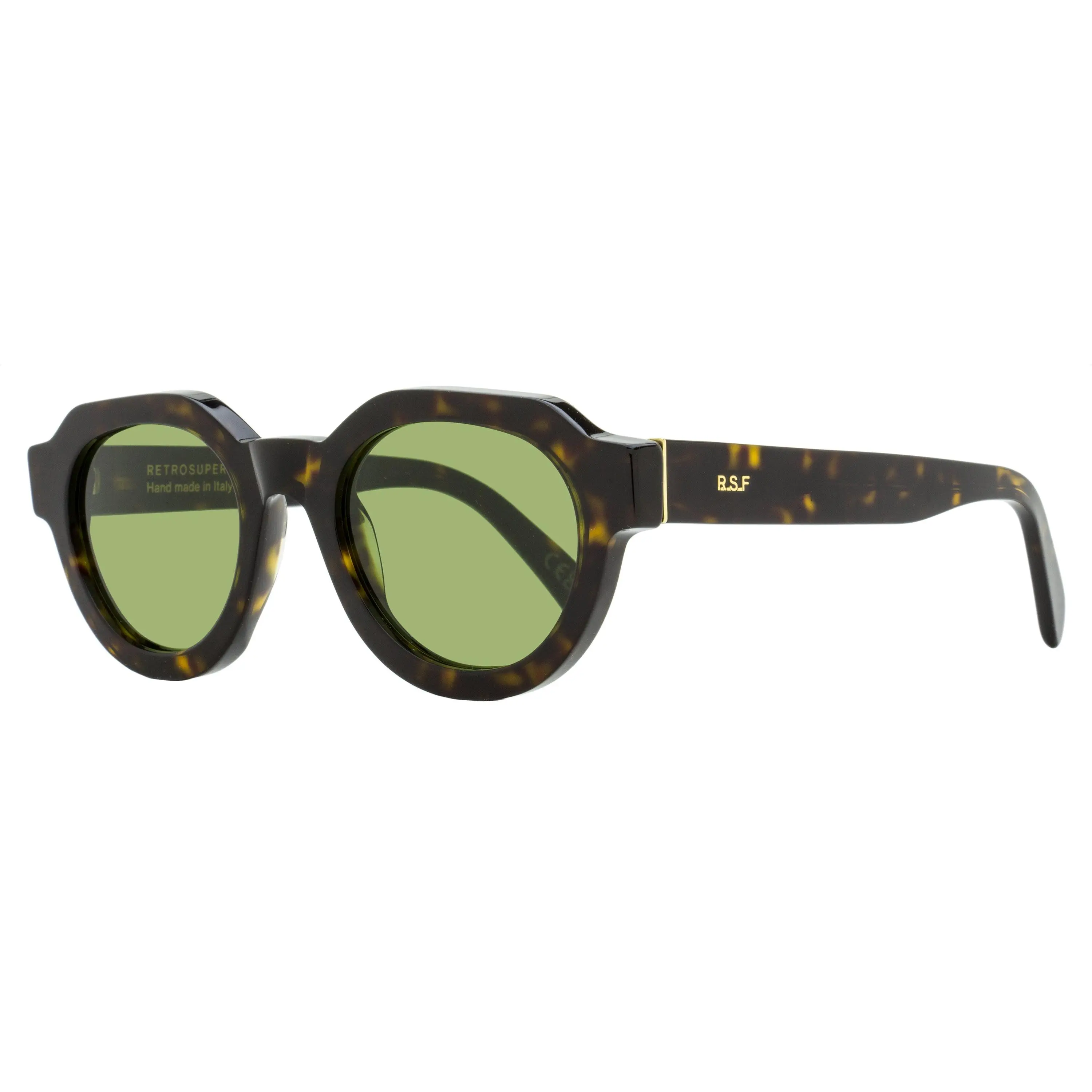 Retrosuperfuture Vostro Rounded Geometric Acetate Sunglasses in Havana, Aesthetic Men's Style, Handmade in Italy, 51mm, Aesthetic Men's Sunglasses, Alternative Style Men's Sunglasses