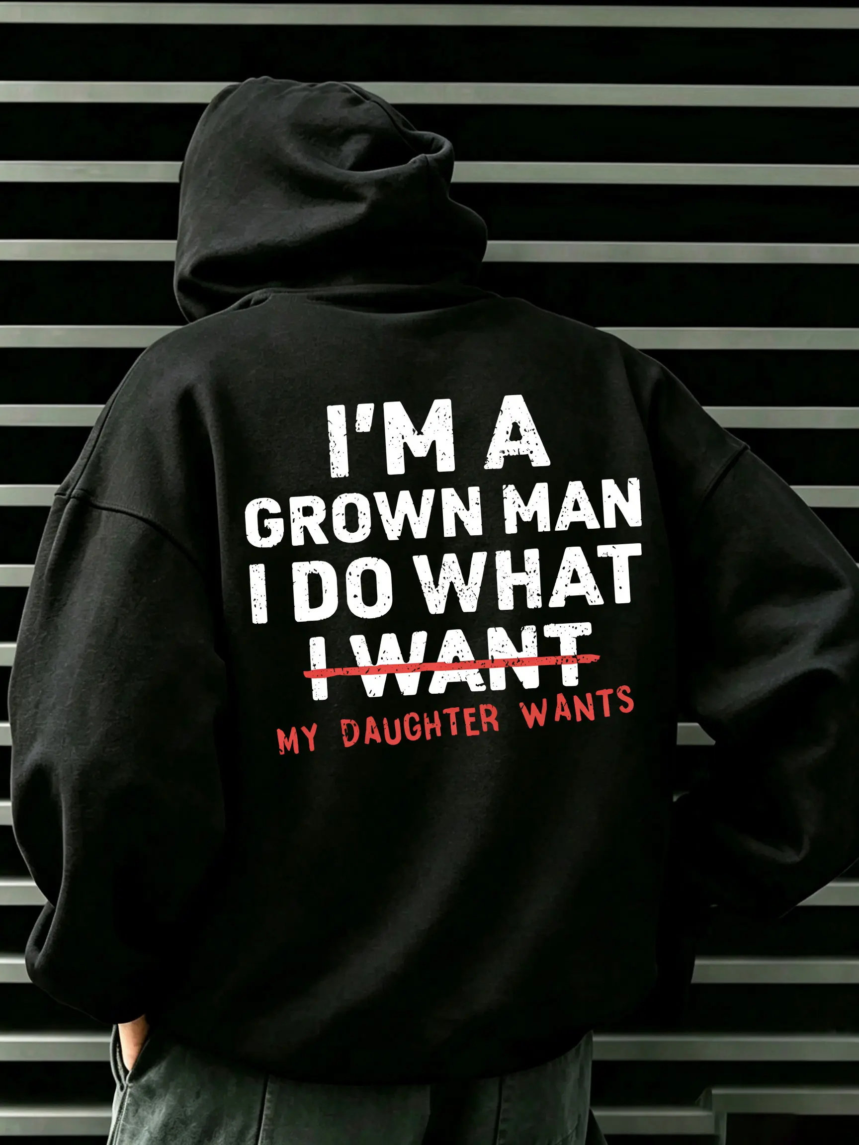 Dad Love Humorous Back Text Print Hooded Sweatshirt for Men – Loose Fit Pullover Hoodie with Family Theme