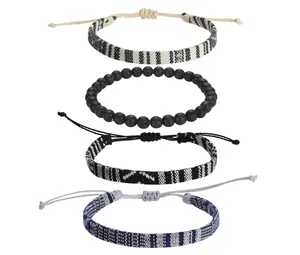 4pcs Beach Bracelet Set for Men and Women, Surfer Men Bracelet, Braided Boho Summer Bracelets Adjustable Men’s Bracelet Handmade Women Girls Bracelet String Rope Ankle Bracelets Gifts Birthday Gift