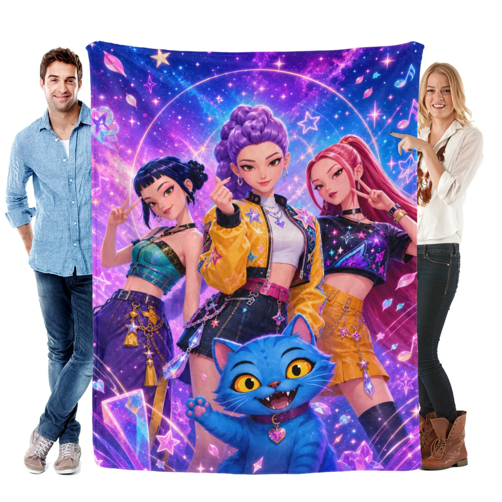 Kpop Girl Group Blanket, Music Idol Flannel Throw Blanket Soft Cozy Fleece Blanket, Kpop Fan Gift for Bedroom Sofa Office Decor