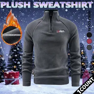 Men's Ski Snow Stand-up Collar Half-Zip Sweatshirt Insulated Fleece Outdoor Mountain Hooded Winter Coat Sporty Breathable Mock Neck Jacket