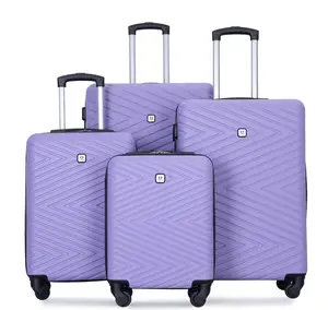 4 Piece Hardshell Luggage Set Hardside Lightweight Suitcase with TSA Lock Spinner Wheels.(Light Purple)