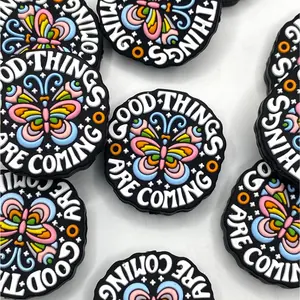 1pc Good Things Are Coming Silicone Focal Beads | Positive Butterfly Beading for Wristlet Pen Lanyard