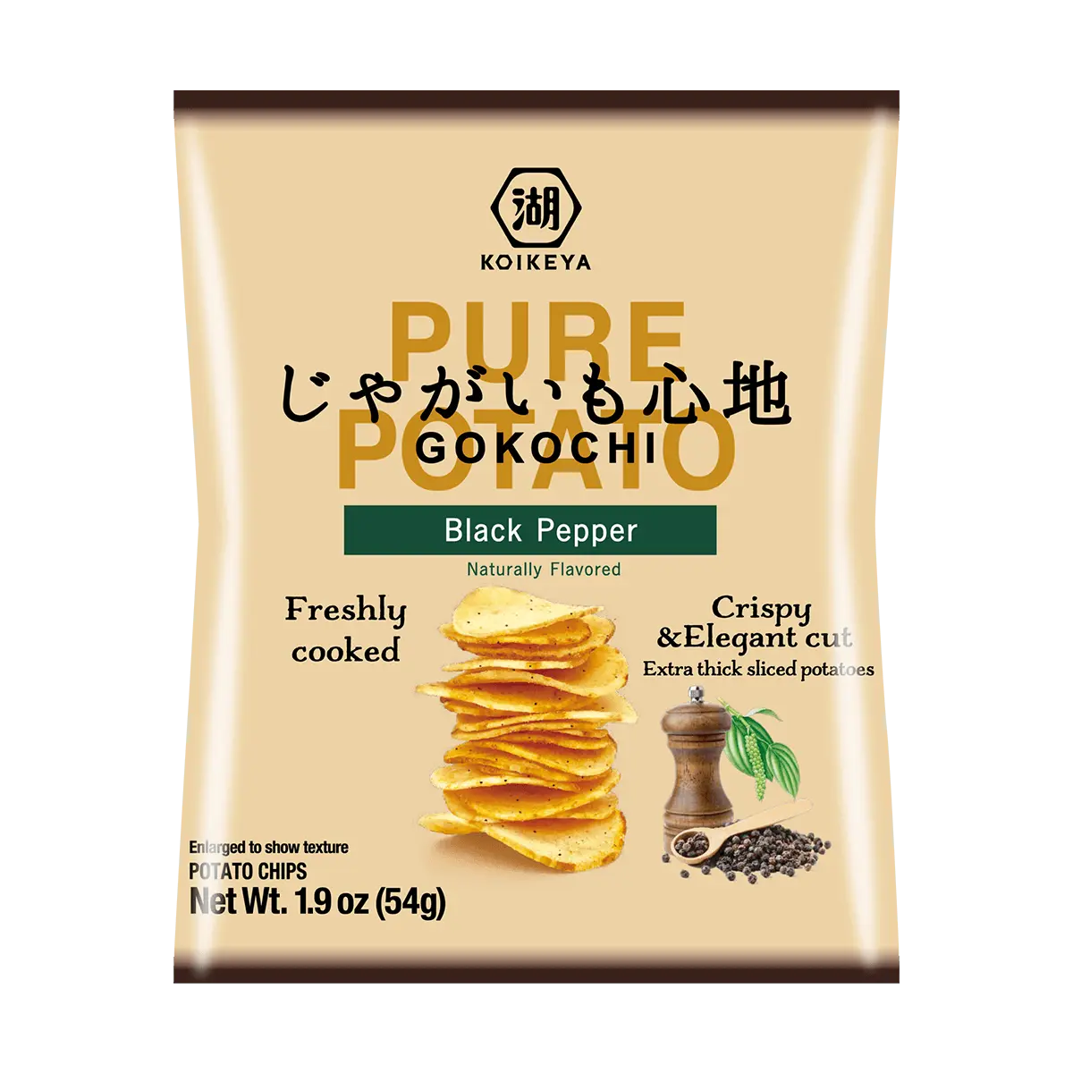 KOIKEYA Japanese Black Pepper Potato Chips 1.9 oz - Crunchy Snack for Flavor Lovers