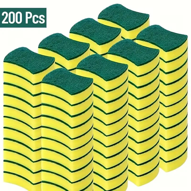 Cleaning Sponges - Double Sided Scouring Pads - Heavy Duty Dishwashing Sponge - Premium Kitchen Household Essentials - Long Lasting Pack