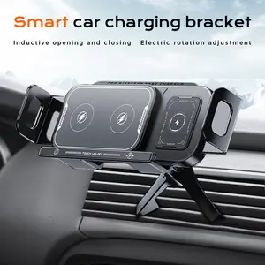 Wireless charging mobile phone car holder, electric induction opening and closing, 90° rotating car holder, 15W wireless fast charging, air outlet + center console mobile phone car holder, suitable for iPhone, Samsung, Google, etc.