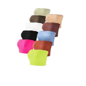 Women’s Minimalist Solid Wireless Tube Top, Push Up Sleeveless Bra, Lingerie for Women, Strapless Bra, Casual Confortable Ribbed Strapless Lingerie Top for Daily Wear, Lingerie for Summer, Women Underwear, Women’s Bras, Bra Pack Essential Day