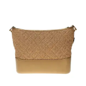 Pre-owned CHANEL Tweed Shoulder Bags Gabrielle Hobo Medium Handmade with Two Tone Chain Beige