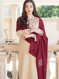 3PCS Dhanak Suit Set with Machine Embroidered by Sky Cashmere