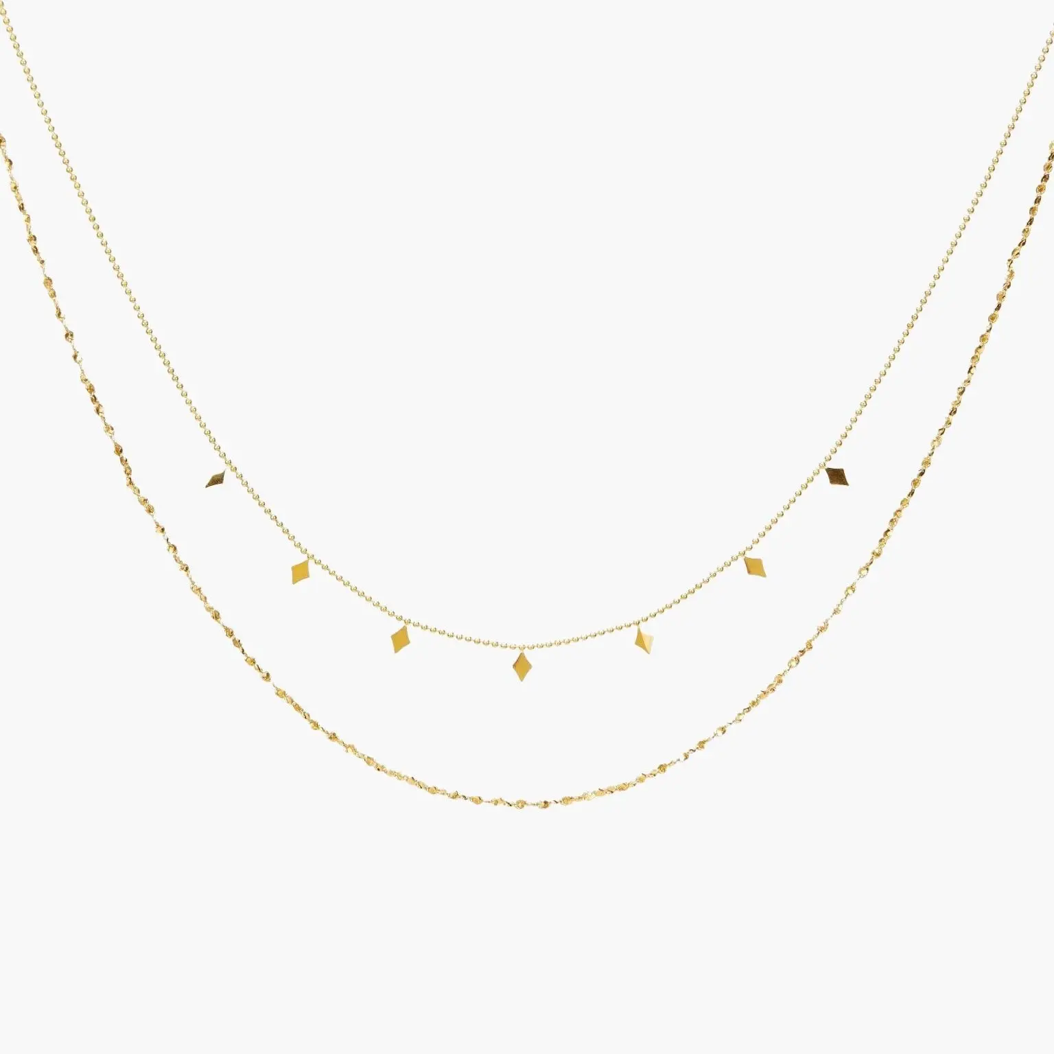 en route 18K Gold Plated Maddie Layered Necklace, Waterproof & Tarnish-Free Dual-Chain Design Featuring Effortless Layering for Everyday Chic, Perfect for Solo Statement or Mixed Jewelry Stacks, Swim, Shower, and Style Anytime