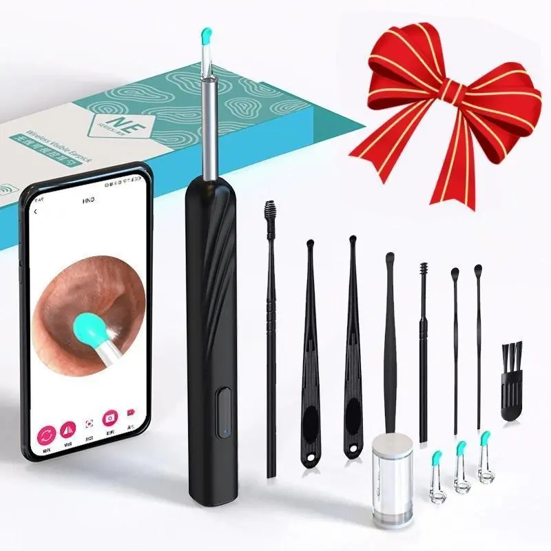 Earwax Removal Tool Kit with Camera, Portable 360° Wide-Angle Ear Cleaner, Ear Canal Cleaner, Waterproof Endoscope, USB Charging, for iPhone & Android, Earwax Remover, Earwax Cleaning Kit