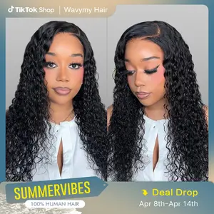 Wavymy Pre-Bleached Wear Go Casual Water Wave Versatile 7x5 Closure Lace Wigs Pre-Cut Glueless Wig 180% Density Wig Ready To Go Full Hair
