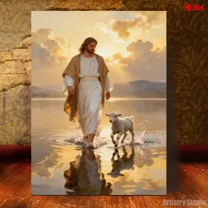1pc Walking on Water| Classic Retro Modern Fashion Art Style, Christian Posters Wooden Frame Printed Artwork Wall Decor, Can Be Directly Hung on The Wall, Suitable for Home, Living Room, Bedroom, Restaurant, Kitchen, Farmhouse