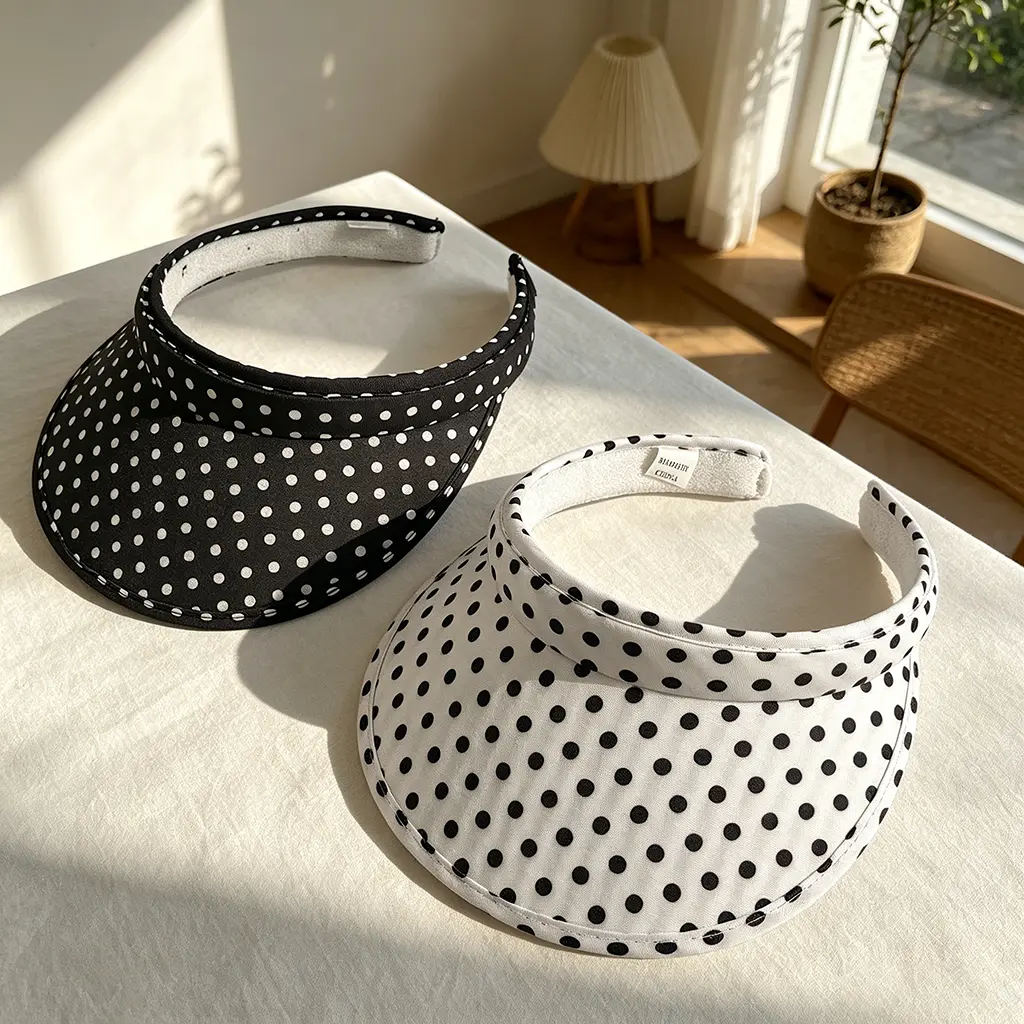 Polka Dot Print Sun Visor, Stylish UV Protection Sun Hat, Breathable Lightweight Visor Cap for Women Beach Vacation
