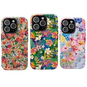 Retro Tropical Flower Phone Case, Pastoral Watercolor Illustration Phone Cover,Compatible  for iPhone 16 15 14 13 12 11 17 Pro Max for Samsung S21 S22 S23 S24 S25 S26 Phone Case,Durable Dual-Layer Design Phone Cover,Gift for Him and Her