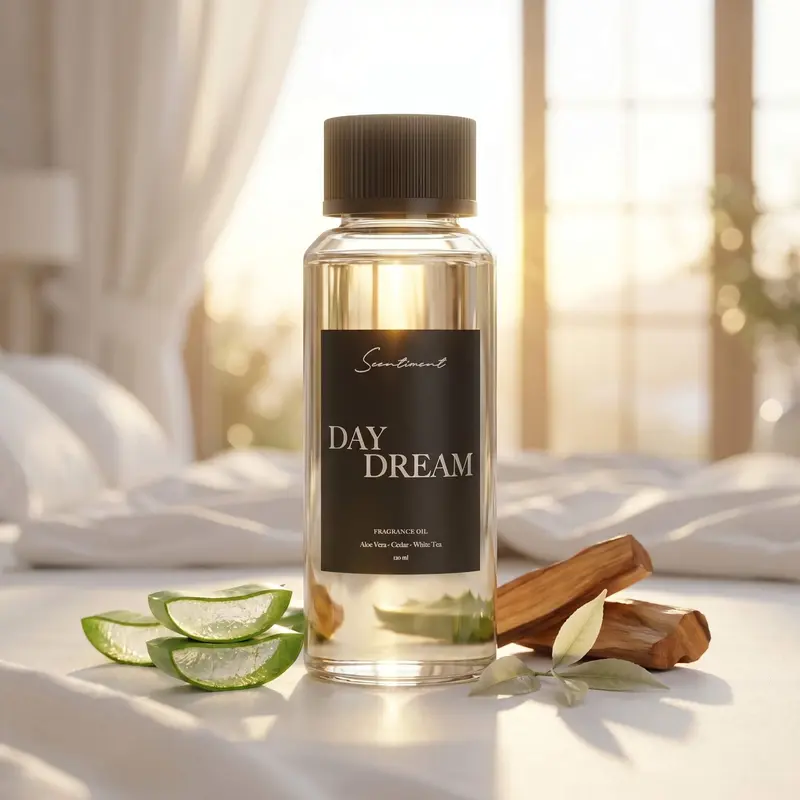 Scentiment Day Dream Fragrance Oil - White Tea, Aloe & Ginger Scented with Amber, Cedarwood, Vanilla, Lily, Musk & Sandalwood Notes - Clean, Relaxing Spa Aroma