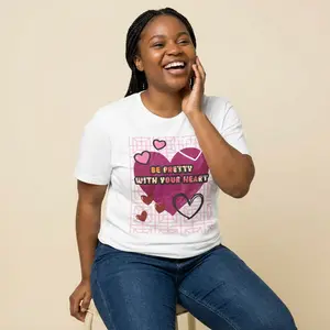 Be Pretty With Your Heart Tee | Heart Graphic Shirt, Pink Valentine Design