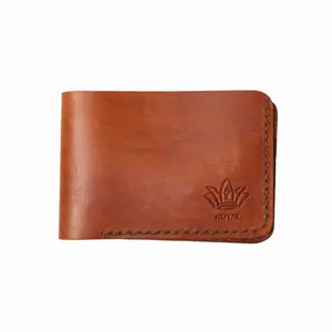 ROYAL Leather Tan Wallet Three Pocket - 100% Genuine Leather Minimalist Design Water Heat & Dust Resistant Compact Lightweight for Men Ideal Gift