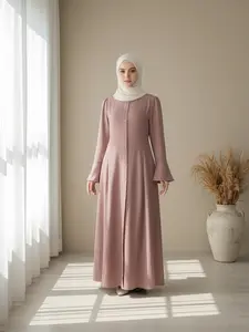 Women's Maxi Abaya Dress with Back Zipper & Pockets, Elegant Long Sleeve Design, Perfect for Casual Wear, Stylish Muslim Clothing, Dress for Daily Wear, Modest Abaya Dress