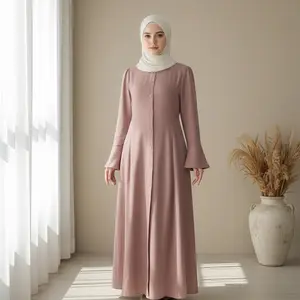 Women's Maxi Abaya Dress with Back Zipper & Pockets, Elegant Long Sleeve Design, Perfect for Casual Wear, Stylish Muslim Clothing, Dress for Daily Wear, Modest Abaya Dress